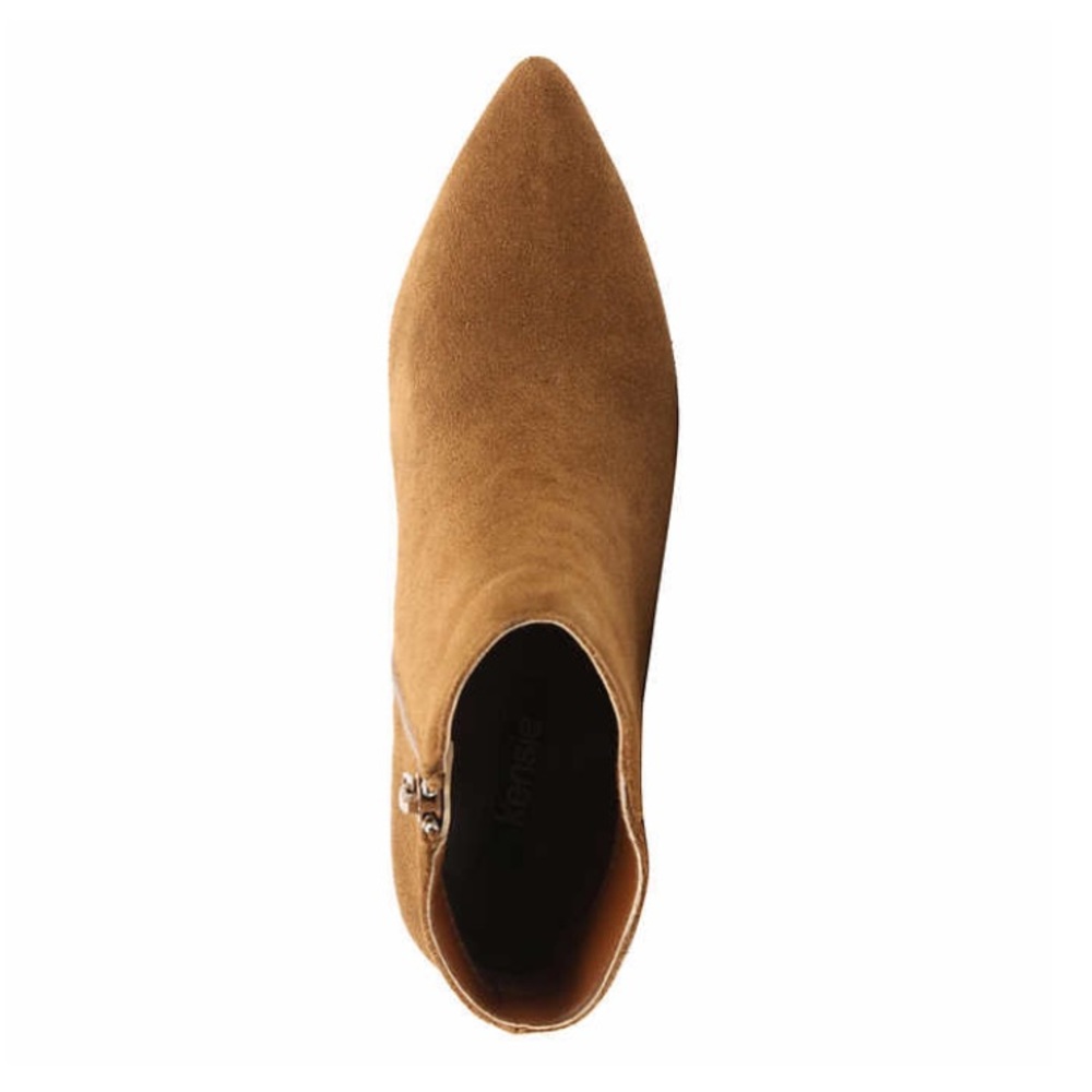 NEW Kensie Brown Suede Heeled Booties - Picture 5 of 14